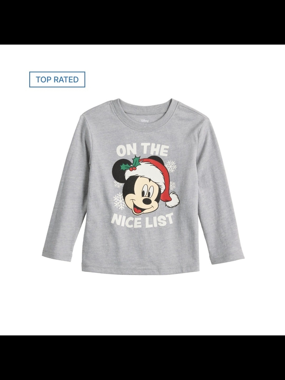 Disney Mickey Mouse Christmas Holiday Long Sleeve Graphic Tee NWT 2T